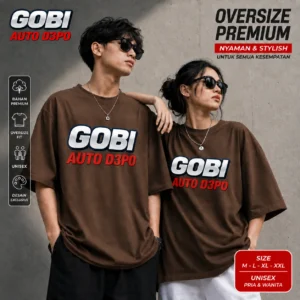 Baju GOBI88 oversize warna coklat tampak depan