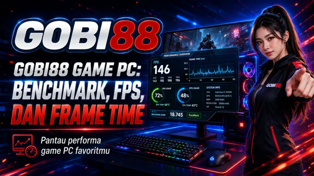 GOBI88 Game PC untuk membaca benchmark FPS, 1% low, frame time, resolusi, dan preset grafis secara tepat