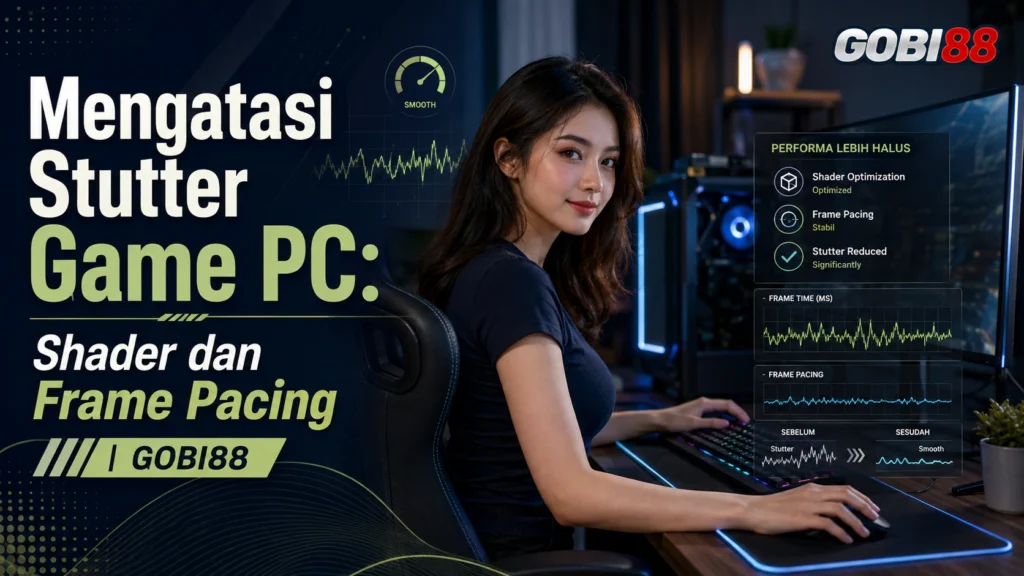 Ilustrasi optimasi stutter game PC, shader, dan frame pacing GOBI88