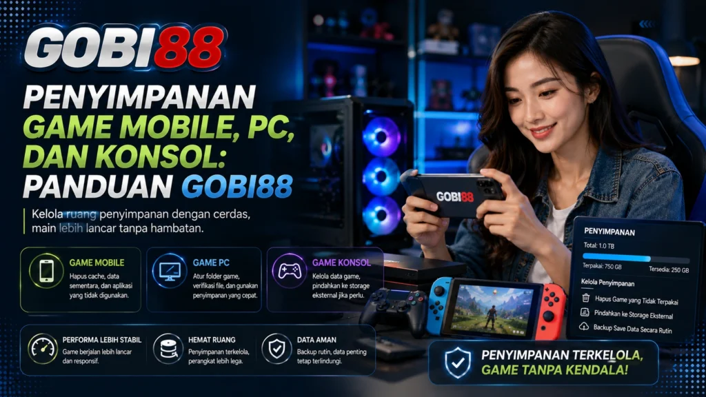 Ilustrasi penyimpanan game pada mobile, PC, dan konsol GOBI88