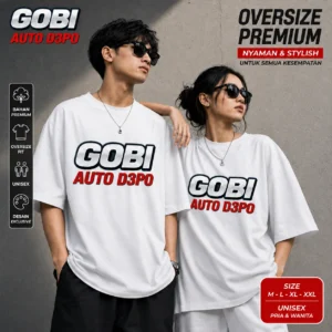 Baju GOBI88 oversize warna putih tampak depan