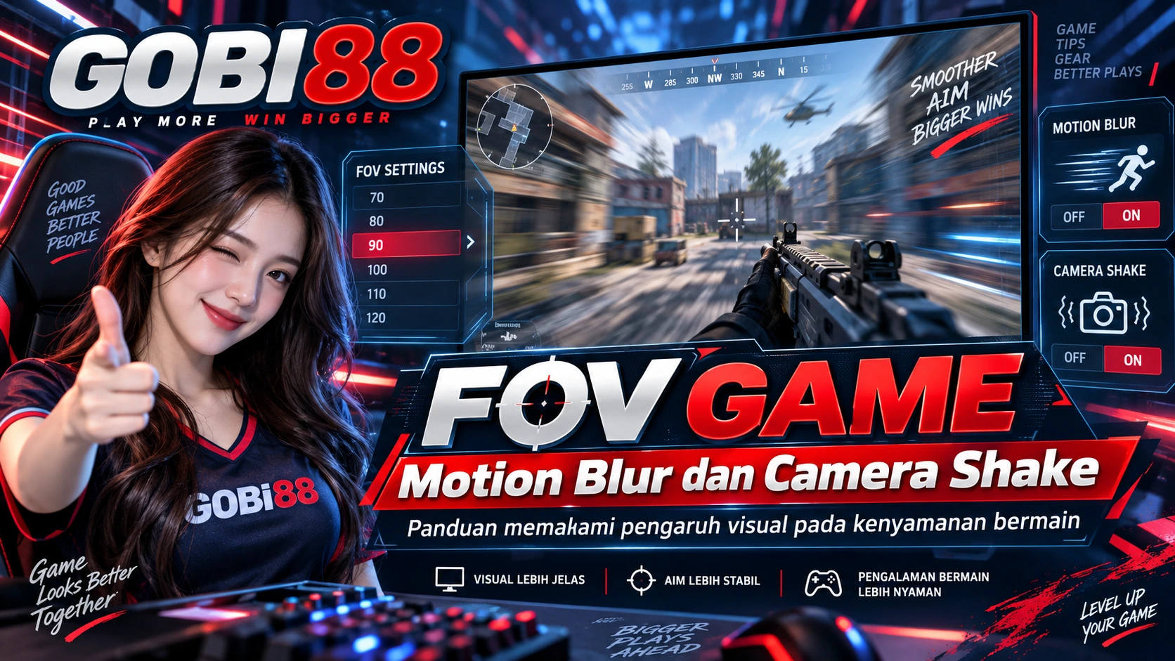 FOV game GOBI88 dengan panduan mengatur motion blur dan camera shake untuk keterbacaan visual, orientasi, kenyamanan, dan performa